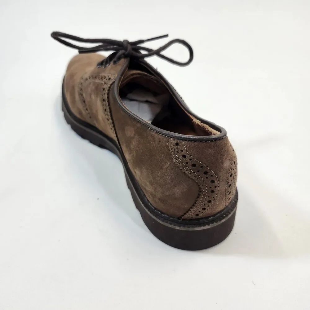Rockport Shoes Mens 10M Brown Suede Nubuck Oxford Wingtip Brogue Dress M5699